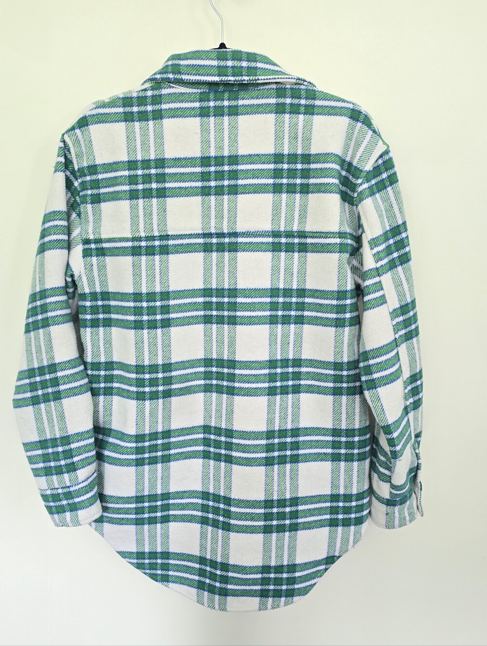 Joie Green Blue & White Plaid Flannel Shacket Shirt Jacket Size Small - Picture 9 of 12
